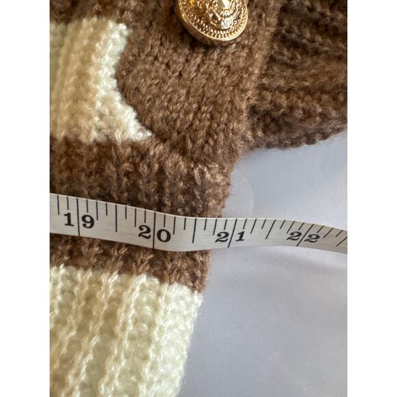 Hem & Thread Caspian Button Turtleneck Sweater Boxy Striped Brown Gold Buttons S - Picture 8 of 9